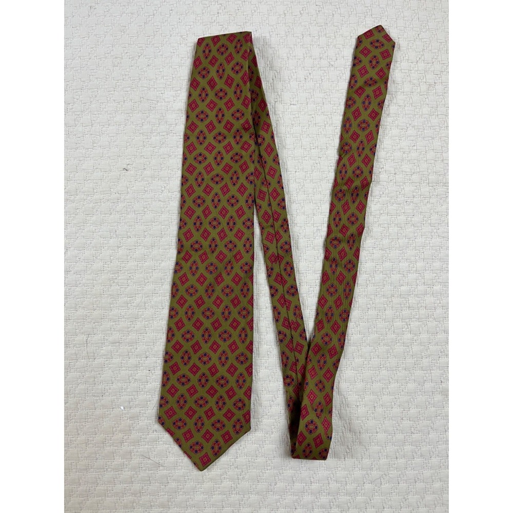 Etro Jacquard Silk Tie NWT Retro 1970s | Green Red Blue | 54"L 4"W - Picture 2 of 7